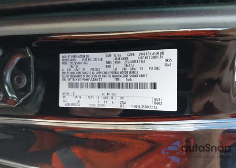 2017 Ford F-150 Xlt z USA, uszkodzony, nr VIN 1FTEX1EP9HFA58677